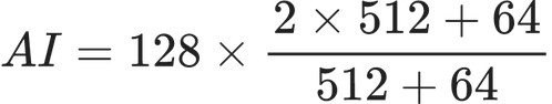AI = 128\times\frac{2\times512+64}{512+64}