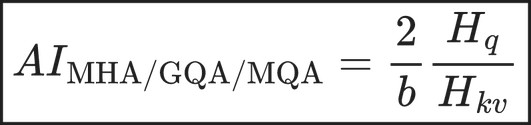 \boxed{ AI_{\text{MHA/GQA/MQA}} = \frac{2}{b}\frac{H_q}{H_{kv}} }