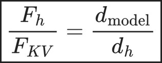 \boxed{ \frac{F_h}{F_{KV}} = \frac{d_{\text{model}}}{d_h} }